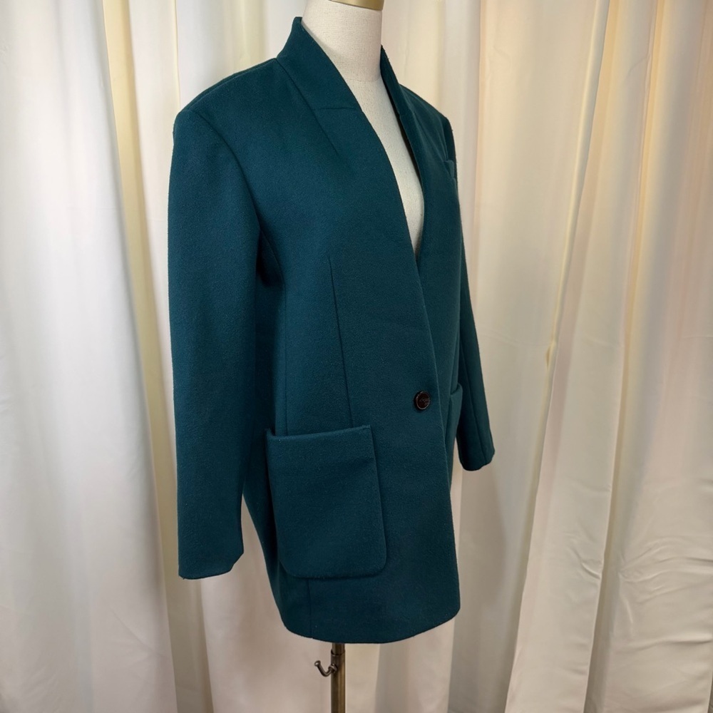 NWT Express Chic ‘Shawl Collar One Button Coat’ in Deep Teal Green Size XS - Picture 14 of 16